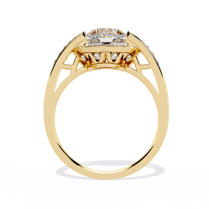 lab grown diamond | moissanite Jewellery Dual Toned Heart Halo Lab Grown Diamond OR Moissanite Ring by Rabbito Jewels