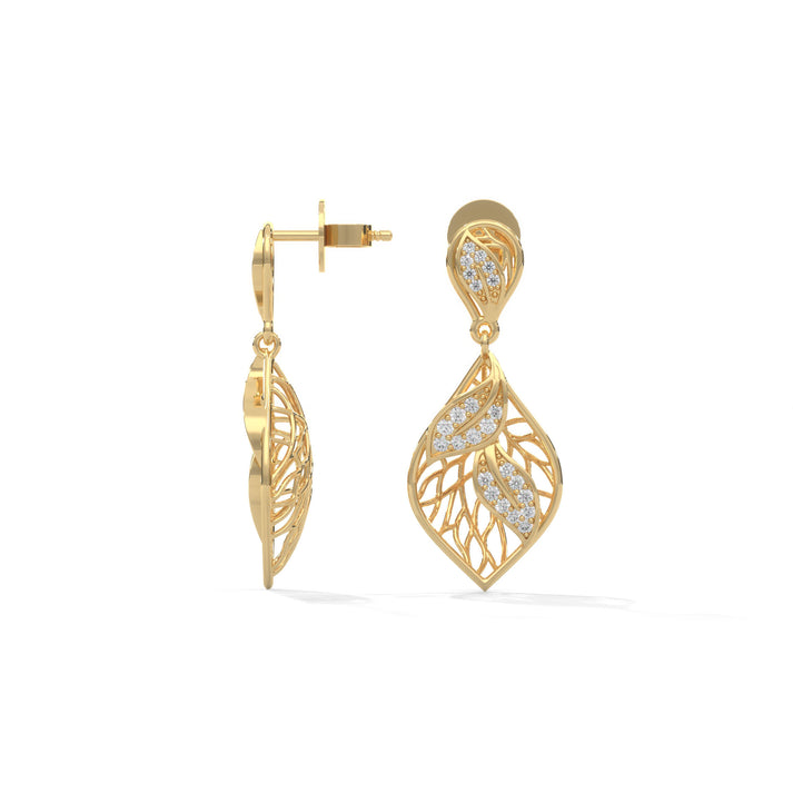 lab grown diamond | moissanite Jewellery Tone Leaf Drop Lab Grown Diamond OR Moissanite Earrings by Rabbito Jewels