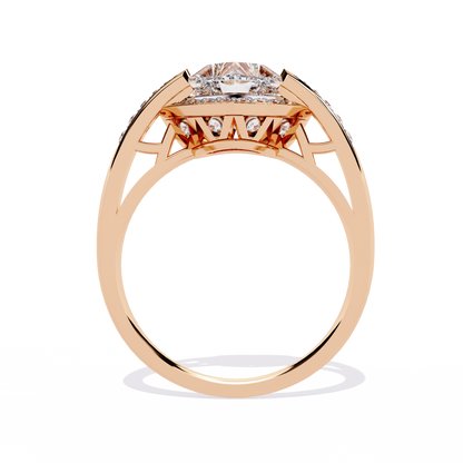 lab grown diamond | moissanite Jewellery Dual Toned Heart Halo Lab Grown Diamond OR Moissanite Ring by Rabbito Jewels