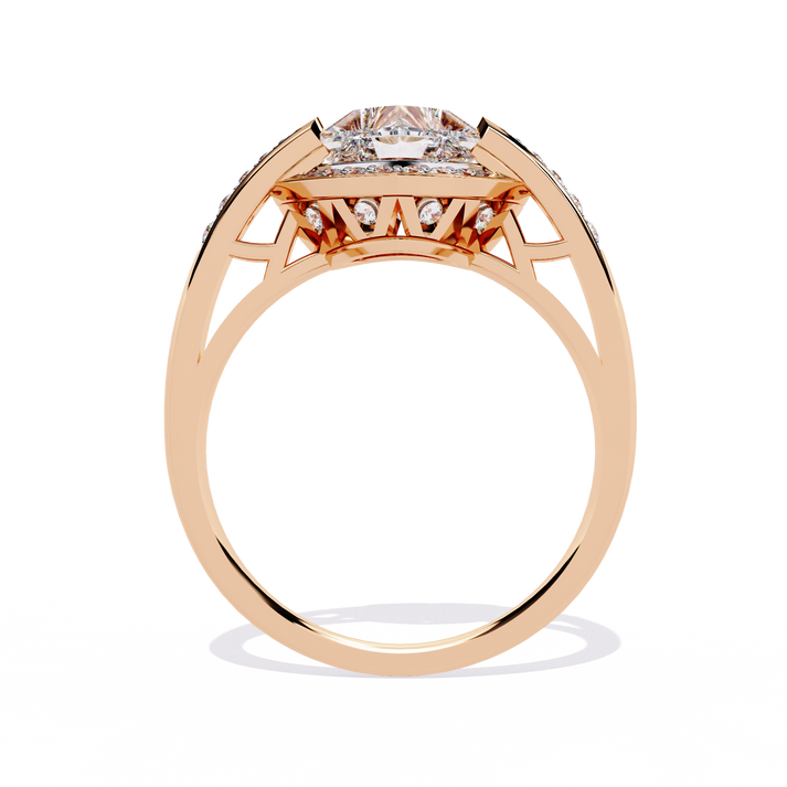 lab grown diamond | moissanite Jewellery Dual Toned Heart Halo Lab Grown Diamond OR Moissanite Ring by Rabbito Jewels