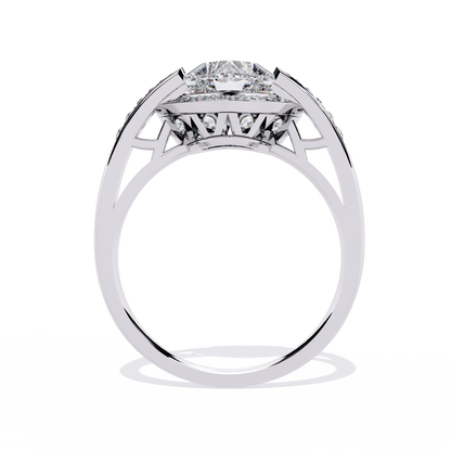 lab grown diamond | moissanite Jewellery Dual Toned Heart Halo Lab Grown Diamond OR Moissanite Ring by Rabbito Jewels