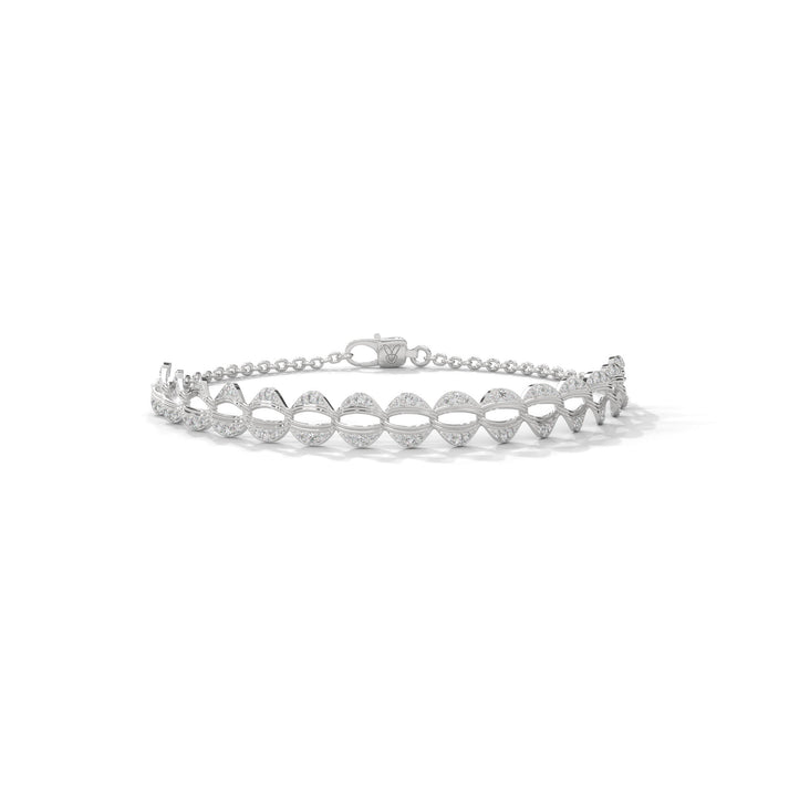 lab grown diamond | moissanite Jewellery Scalloped Lab Grown Diamond OR Moissanite Bracelet White Gold 14K by Rabbito Jewels