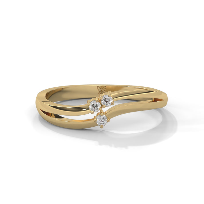 lab grown diamond | moissanite Jewellery Hamesa Crossover Lab Grown Diamond OR Moissanite Ring Yellow Gold 18K by Rabbito Jewels