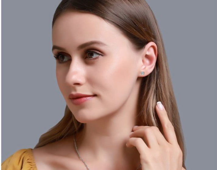 lab grown diamond | moissanite Jewellery Pearlescent Dream Lab Grown Diamond OR Moissanite Stud Earrings by Rabbito Jewels
