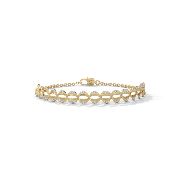 lab grown diamond | moissanite Jewellery Scalloped Lab Grown Diamond OR Moissanite Bracelet Yellow Gold 18K by Rabbito Jewels