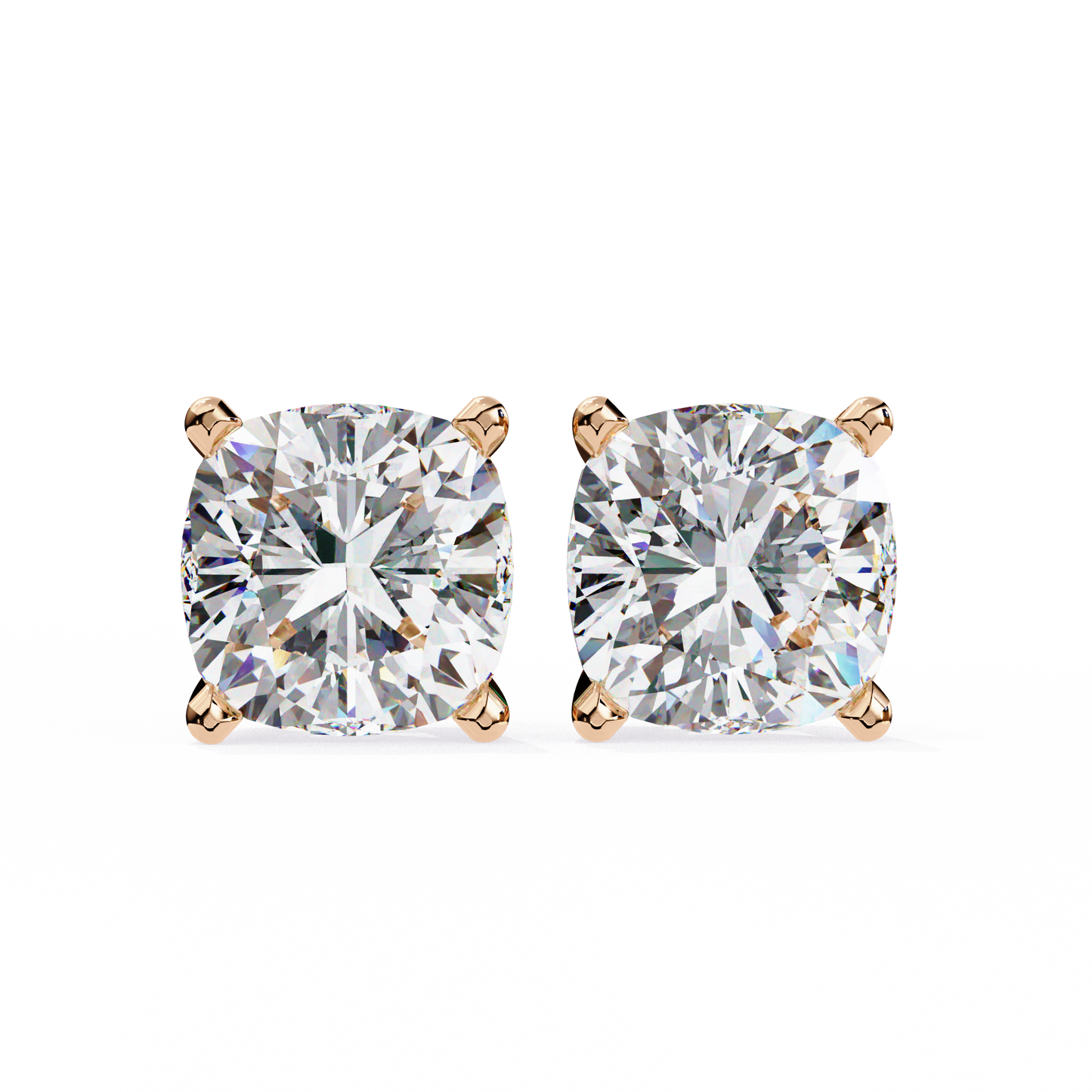lab grown diamond | moissanite Jewellery Pearlescent Dream Lab Grown Diamond OR Moissanite Stud Earrings Rose Gold 18K by Rabbito Jewels