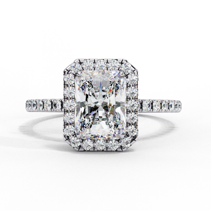 lab grown diamond | moissanite Jewellery Blooming Beauty Halo Lab Grown OR Moissanite Ring Silver by Rabbito Jewels