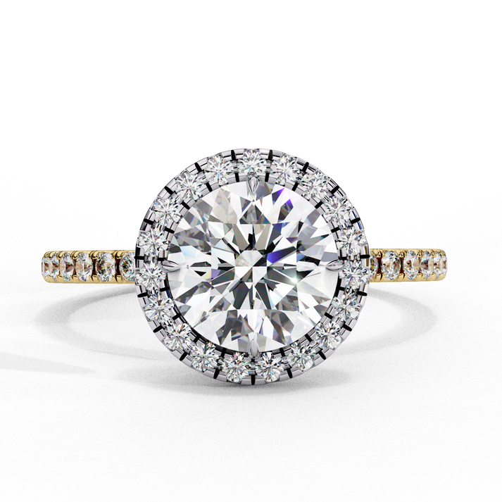 lab grown diamond | moissanite Jewellery Wings Fly Halo Lab Grown Diamond OR Moissanite Ring Yellow Gold 18K by Rabbito Jewels