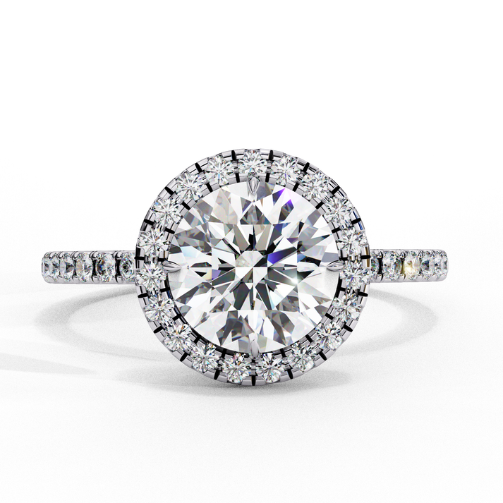 lab grown diamond | moissanite Jewellery Wings Fly Halo Lab Grown Diamond OR Moissanite Ring White Gold 18K by Rabbito Jewels