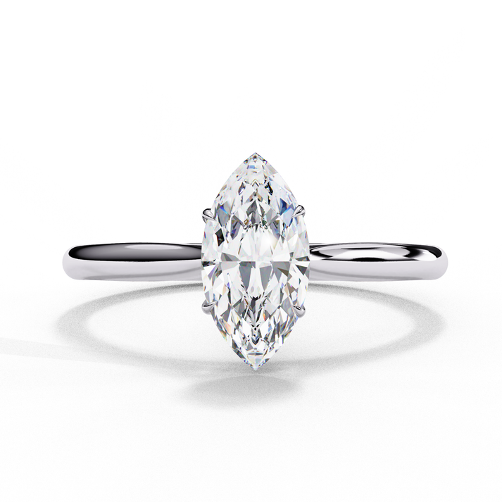 0.82CT Marquise Single Diamond Heartbeats Ring Silver lab grown diamond and moissanite diamond by Rabbito Jewels