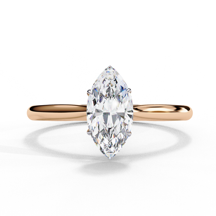 0.82CT Marquise Single Diamond Heartbeats Ring Rose Gold 14K lab grown diamond and moissanite diamond by Rabbito Jewels