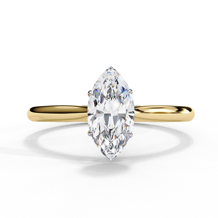0.82CT Marquise Single Diamond Heartbeats Ring Yellow Gold 14K lab grown diamond and moissanite diamond by Rabbito Jewels