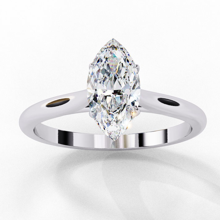 0.82CT Marquise Single Diamond Heartbeats Ring lab grown diamond and moissanite diamond by Rabbito Jewels