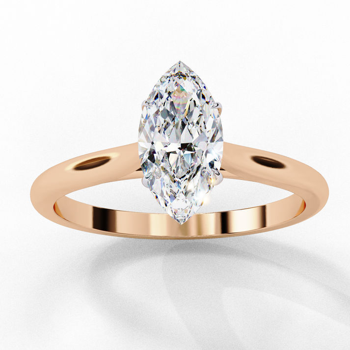 0.82CT Marquise Single Diamond Heartbeats Ring lab grown diamond and moissanite diamond by Rabbito Jewels