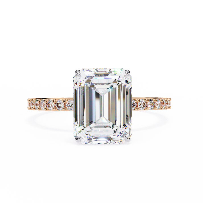 lab grown diamond | moissanite Jewellery 2.56CT Glittering Halo Lab Grown OR Moissanite Ring Rose Gold 14K by Rabbito Jewels