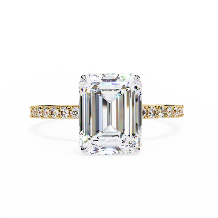 lab grown diamond | moissanite Jewellery 2.56CT Glittering Halo Lab Grown OR Moissanite Ring Yellow Gold 14K by Rabbito Jewels
