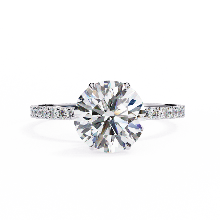 lab grown diamond | moissanite Jewellery Linear Light Halo Lab Grown Diamond OR Moissanite Ring White Gold 14K by Rabbito Jewels