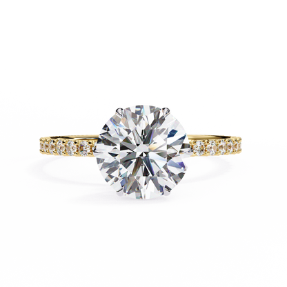 lab grown diamond | moissanite Jewellery Vogue Halo Lab Grown Diamond OR Moissanite Ring Yellow Gold 14K by Rabbito Jewels