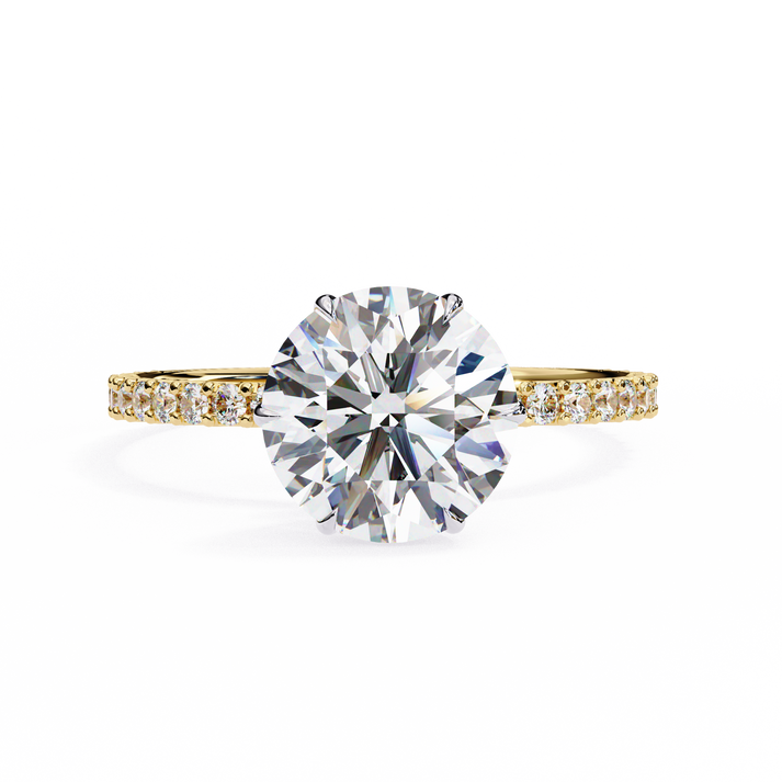 lab grown diamond | moissanite Jewellery Linear Light Halo Lab Grown Diamond OR Moissanite Ring Yellow Gold 14K by Rabbito Jewels