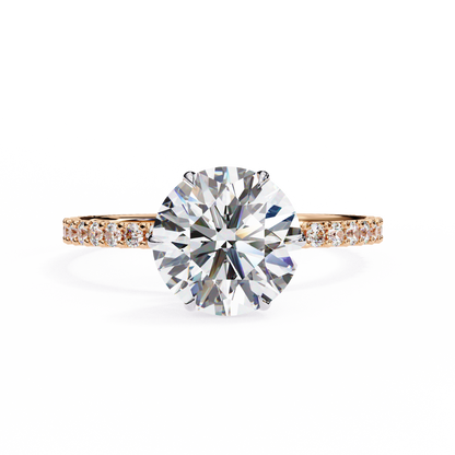 lab grown diamond | moissanite Jewellery Vogue Halo Lab Grown Diamond OR Moissanite Ring Rose Gold 14K by Rabbito Jewels