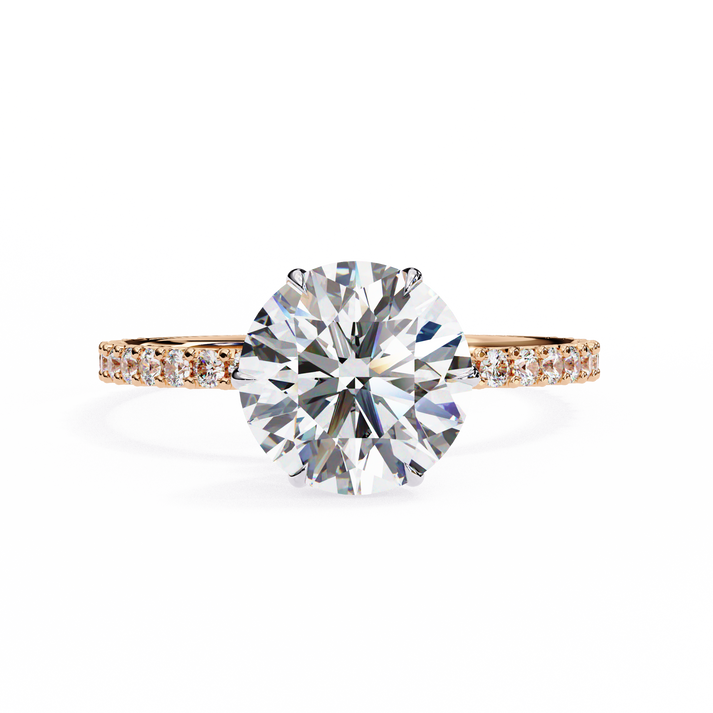 lab grown diamond | moissanite Jewellery Linear Light Halo Lab Grown Diamond OR Moissanite Ring Rose Gold 14K by Rabbito Jewels