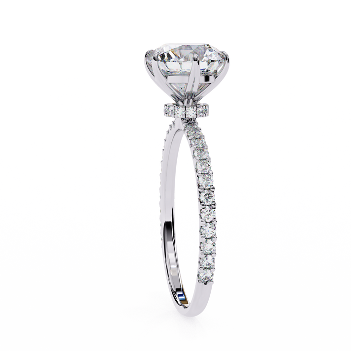 lab grown diamond | moissanite Jewellery Linear Light Halo Lab Grown Diamond OR Moissanite Ring by Rabbito Jewels
