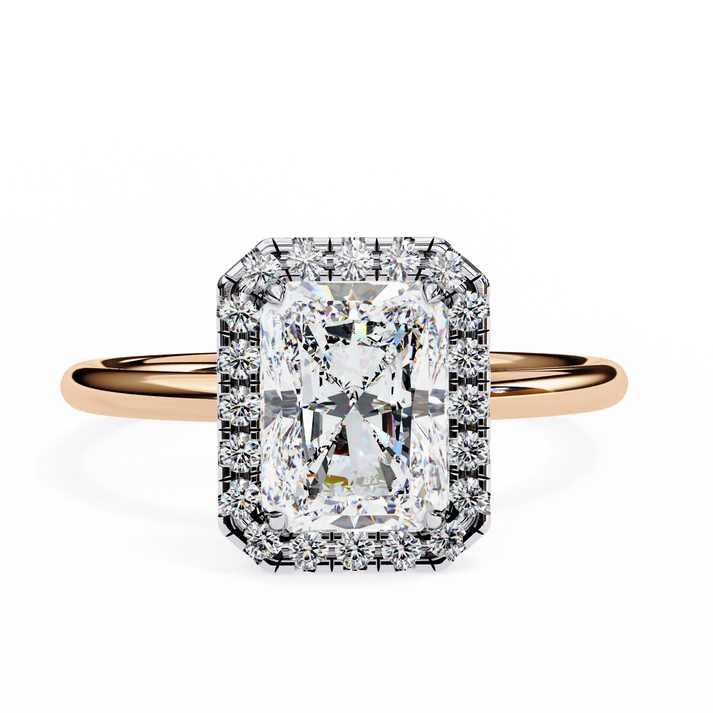 lab grown diamond | moissanite Jewellery Mystic Mirage Halo Lab Grown Diamond OR Moissanite Ring Rose Gold 18K by Rabbito Jewels
