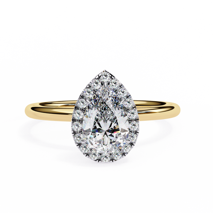 lab grown diamond | moissanite Jewellery 1.20CT Pear Halo Lab Grown Diamond OR Moissanite Ring Yellow Gold 14K by Rabbito Jewels
