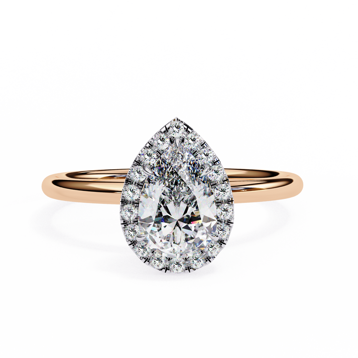 lab grown diamond | moissanite Jewellery 1.20CT Pear Halo Lab Grown Diamond OR Moissanite Ring Rose Gold 14K by Rabbito Jewels