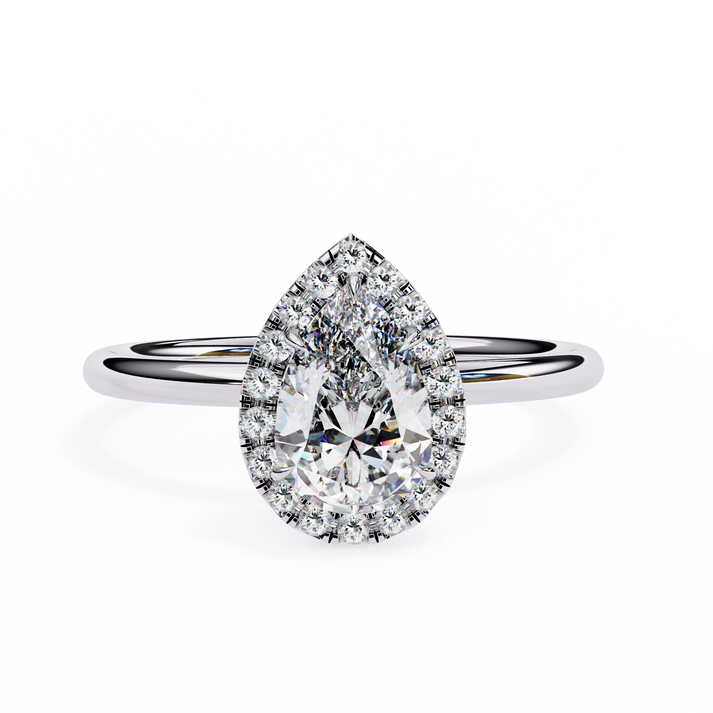 lab grown diamond | moissanite Jewellery 1.20CT Pear Halo Lab Grown Diamond OR Moissanite Ring Silver by Rabbito Jewels