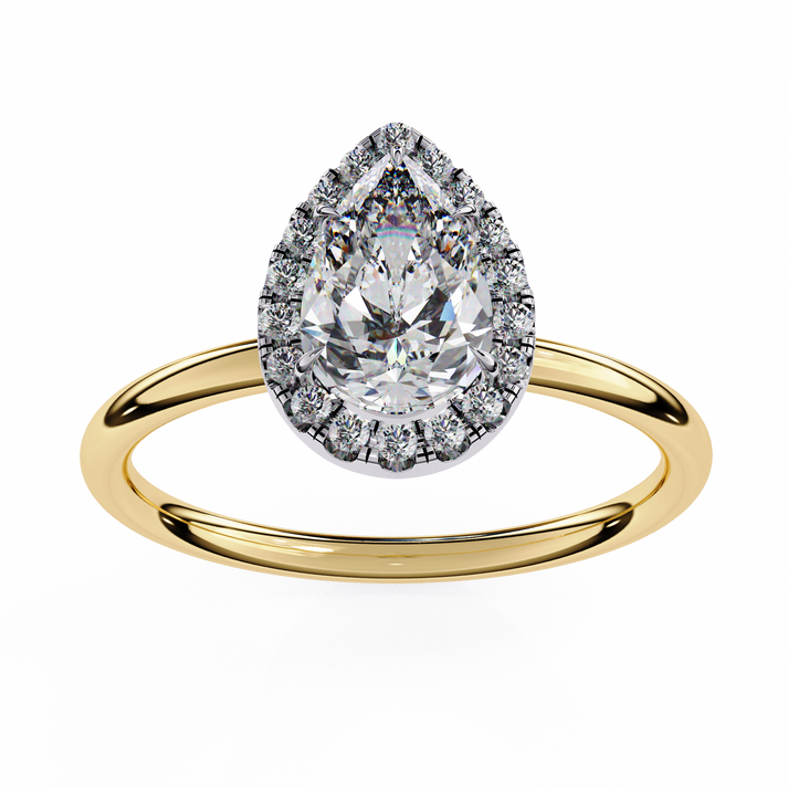 lab grown diamond | moissanite Jewellery 1.20CT Pear Halo Lab Grown Diamond OR Moissanite Ring by Rabbito Jewels