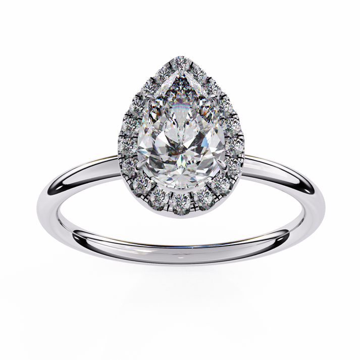 lab grown diamond | moissanite Jewellery 1.20CT Pear Halo Lab Grown Diamond OR Moissanite Ring by Rabbito Jewels