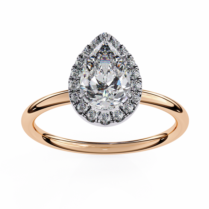lab grown diamond | moissanite Jewellery 1.20CT Pear Halo Lab Grown Diamond OR Moissanite Ring by Rabbito Jewels