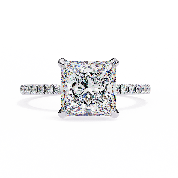 lab grown diamond | moissanite Jewellery Eternity Band Halo Lab Grown Diamond OR Moissanite Ring White Gold 14K by Rabbito Jewels