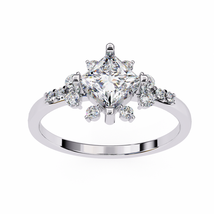 lab grown diamond | moissanite Jewellery Baritone Lab Grown Diamond OR Moissanite Ring White Gold 14K by Rabbito Jewels
