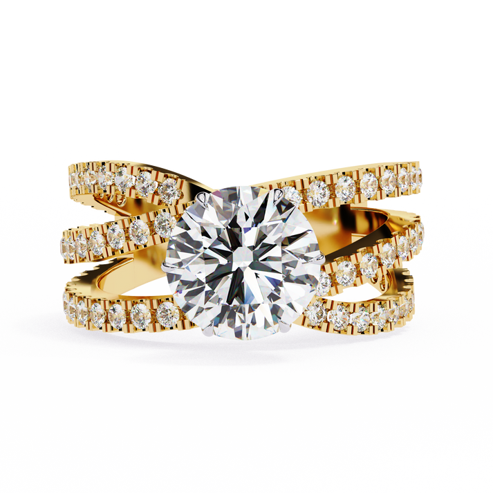 lab grown diamond | moissanite Jewellery Modern Crest Lab Grown Diamond OR Moissanite Ring Yellow Gold 18K by Rabbito Jewels