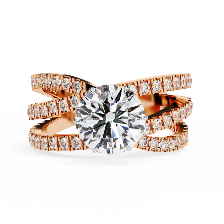 lab grown diamond | moissanite Jewellery Modern Crest Lab Grown Diamond OR Moissanite Ring Rose Gold 18K by Rabbito Jewels