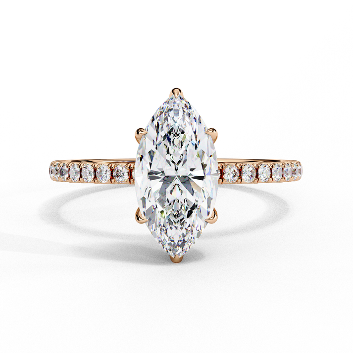 lab grown diamond | moissanite Jewellery Prong Ton Halo Lab Grown Diamond OR Moissanite Ring Rose Gold 18K by Rabbito Jewels