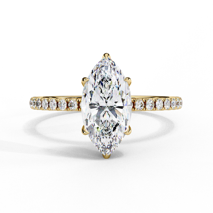 lab grown diamond | moissanite Jewellery Prong Ton Halo Lab Grown Diamond OR Moissanite Ring Yellow Gold 18K by Rabbito Jewels