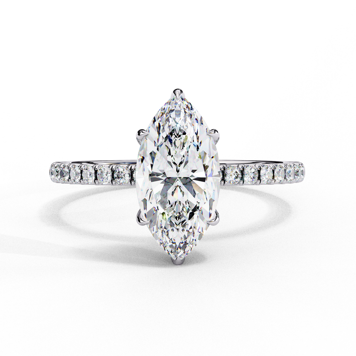 lab grown diamond | moissanite Jewellery Prong Ton Halo Lab Grown Diamond OR Moissanite Ring White Gold 14K by Rabbito Jewels