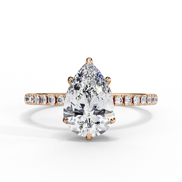 lab grown diamond | moissanite Jewellery Paradise Pear Halo Lab Grown Diamond OR Moissanite Ring Rose Gold 14K by Rabbito Jewels