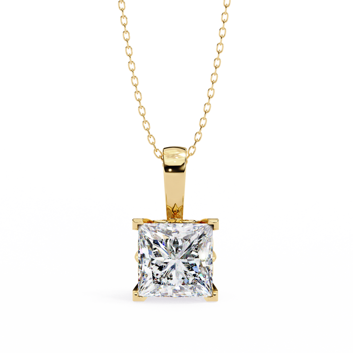 lab grown diamond | moissanite Jewellery Houston 2.62CT Princess Cut Lab Grown OR Moissanite Pendant Yellow Gold 18K by Rabbito Jewels