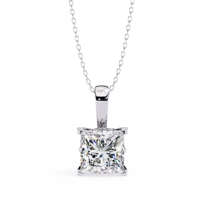 lab grown diamond | moissanite Jewellery Houston 2.62CT Princess Cut Lab Grown OR Moissanite Pendant White Gold 18K by Rabbito Jewels