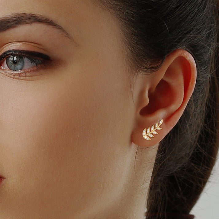 lab grown diamond | moissanite Jewellery Leaf Crest Lab Grown Diamond OR Moissanite Earrings by Rabbito Jewels