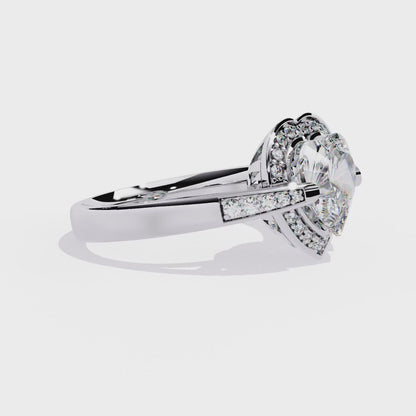 Dual Toned Heart Halo Lab Grown Diamond OR Moissanite Ring