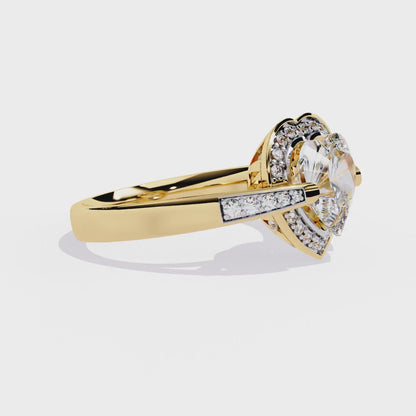 Dual Toned Heart Halo Lab Grown Diamond OR Moissanite Ring