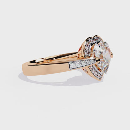 Dual Toned Heart Halo Lab Grown Diamond OR Moissanite Ring