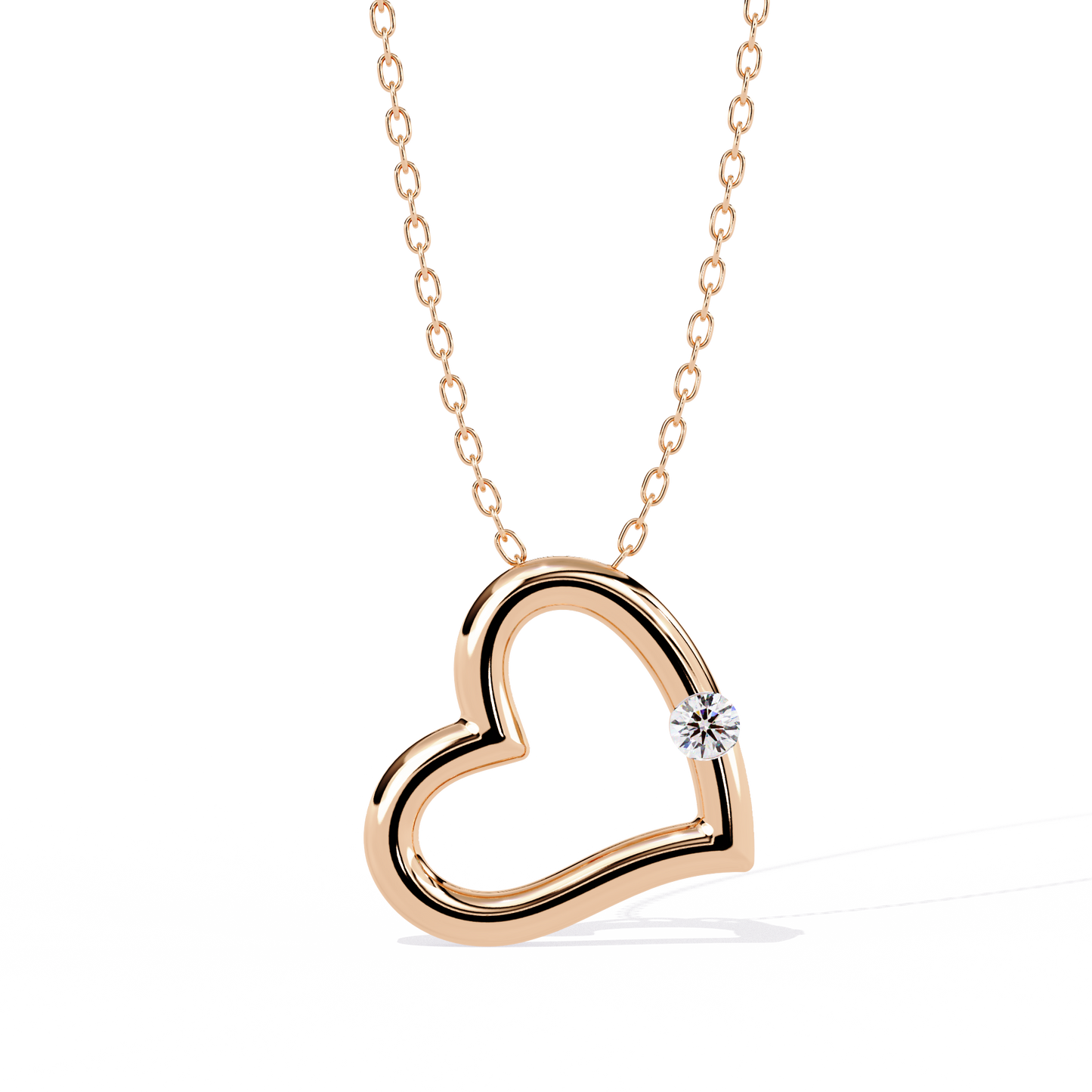 lab grown diamond | moissanite Jewellery Moon Heart Lab Grown Diamond OR Moissanite Pendant Rose Gold 14K by Rabbito Jewels