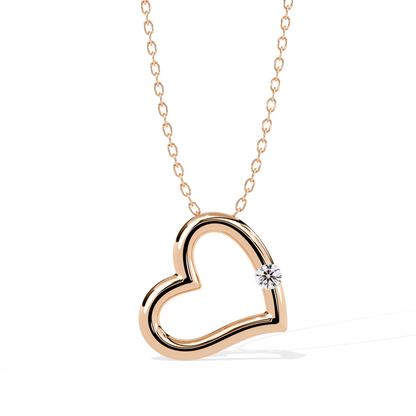 lab grown diamond | moissanite Jewellery Moon Heart Lab Grown Diamond OR Moissanite Pendant Rose Gold 14K by Rabbito Jewels