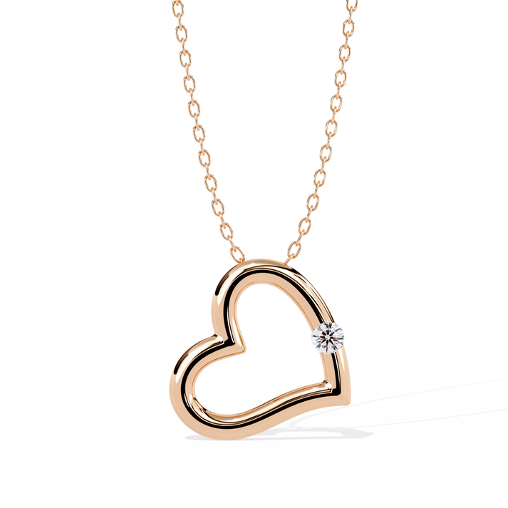 lab grown diamond | moissanite Jewellery Moon Heart Lab Grown Diamond OR Moissanite Pendant Rose Gold 14K by Rabbito Jewels